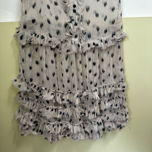 All Saints Deidre Ruffle Sheer Mini Dress Lightweight Print Fairy Ruffles Pink - Picture 6 of 16